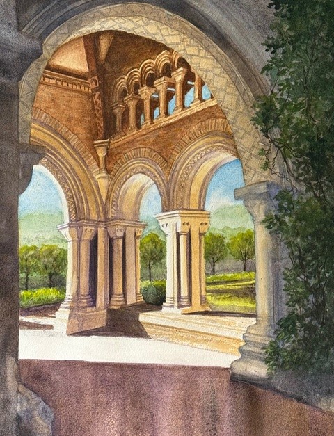 Spring Grove Porte Cochere, a watercolor painting by James Warner